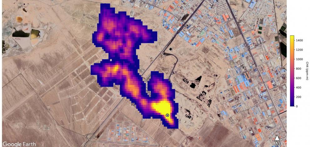 A methane plume nearly 5km long rising from a major landfill near Tehran in Iran was captured by...