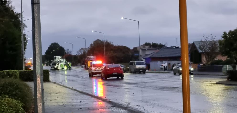 Queens Drive will remain closed between St Andrew St and King St overnight. PHOTO: BEN TOMSETT