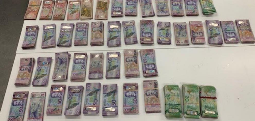 Police found $226,785 in cash in the back of a car. Photo: Police