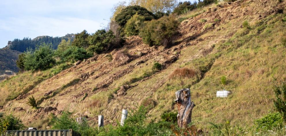 Heavy rain and flooding caused several slips along Banks Peninsula. Photo: RNZ / Nate McKinnon