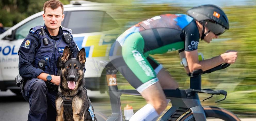 Constable Nick Johnston, pictured here with his partner Rosco, will get on his bike in November...