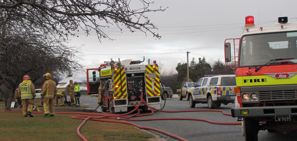 Fire crews from Ranfuly and Naseby attended the blaze. Photo: Pam Jones 