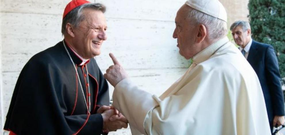 Pope Francis (right) speaking with Cardinal Mario Grech of Malta. Photo: Handout
