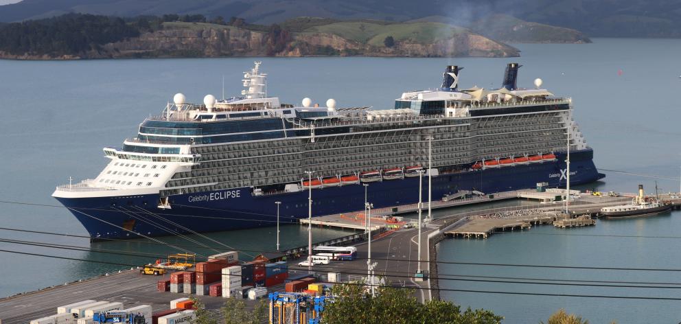 The Celebrity Eclipse arrived in Lyttelton on Thursday morning. Photo: John Spurdle