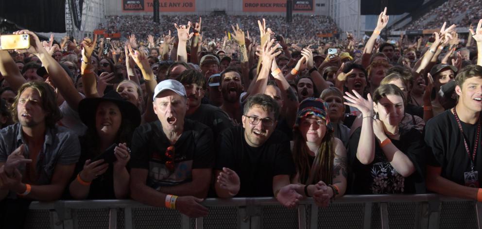 Fans react to the opening of the Red Hot Chili Peppers' set. Photo: Craig Baxter