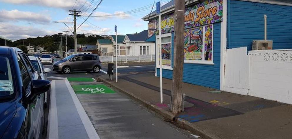 Seventeen parking spaces were removed when the new cycleway on Rongotai Road was installed. Photo...