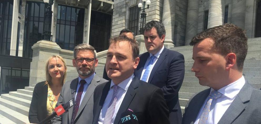 Matt Vickers (centre) at the End of Life Choice Bill campaign with MPs Nikki Kaye (left), Iain...