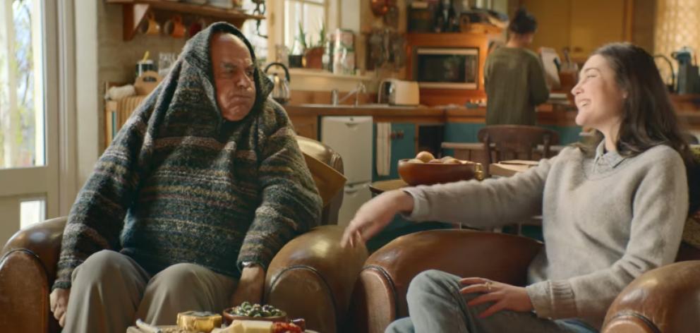 Des Tipa with Emily Laurich, of Auckland, during the filming of a Mainland Cheese commercial in Queenstown. PHOTO: SUPPLIED