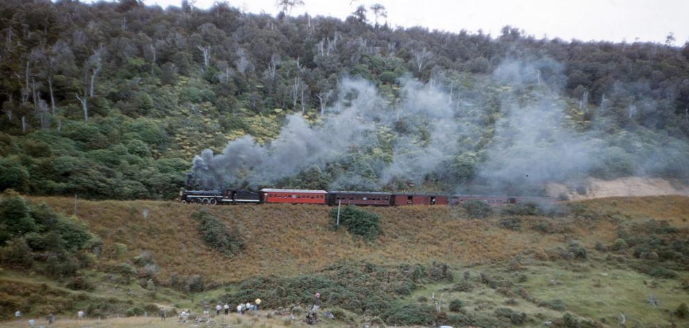 The Seaward Bush branch train, also known as the Invercargill to Tokanui train, makes its way...