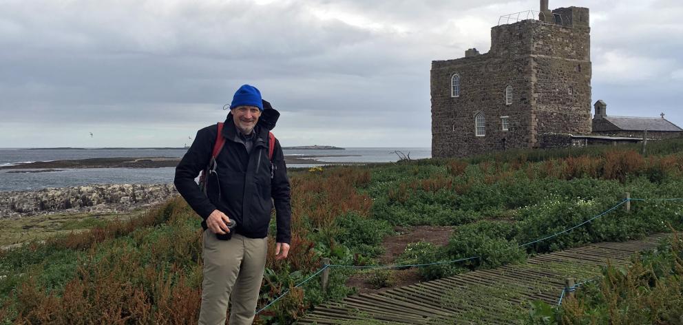 Neville Peat on the boardwalk near Pele Tower, Inner Farne. PHOTO: NEVILLE PEAT