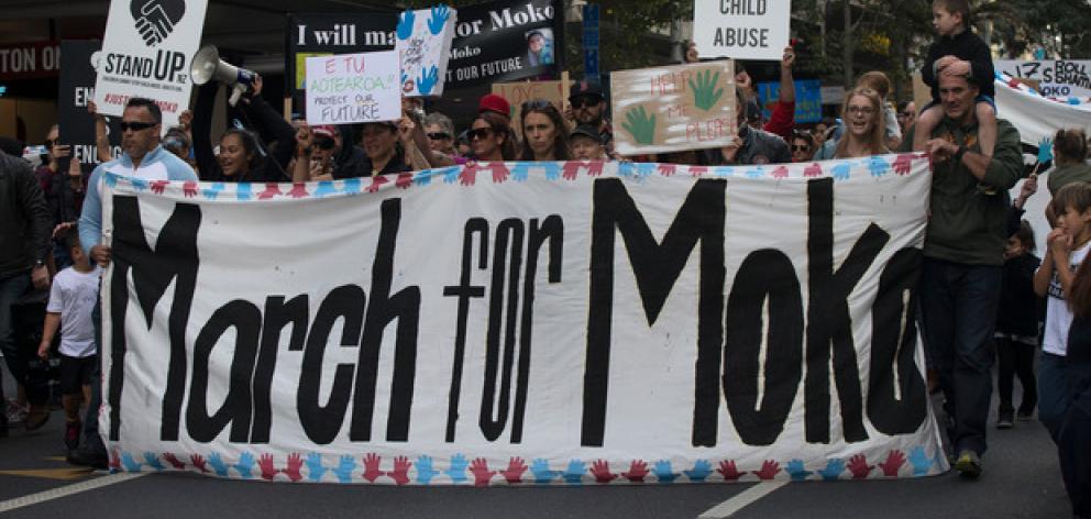 'March for Moko' protestors gather in Auckland's Aotea Square and march down Queen Street. Photo / Nick Reed