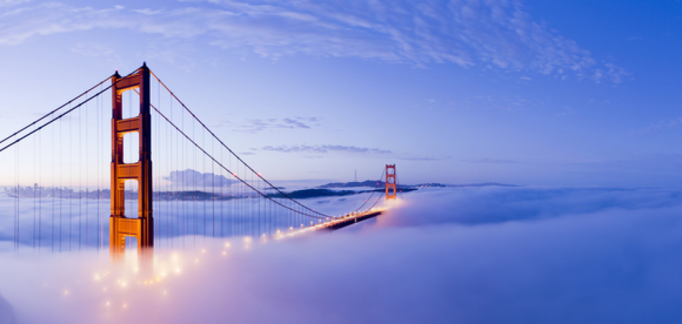 The Golden Gate Bridge stretches into San Francisco.  Photo from San Francisco Travel Association