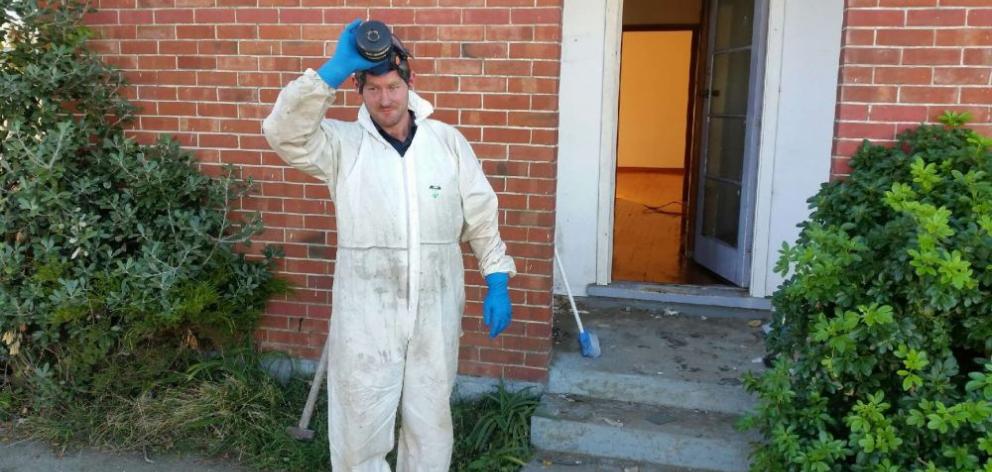 Pure Services owner Dave Begg, of Dunedin, cleans a meth-contaminated home in Christchurch on Thursday. Photo: Supplied