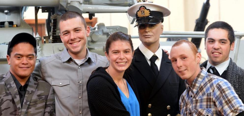Limited Service Volunteer graduates Hari Wiparata (20), Troy Aitken (22), Sarah Thomas (20), Rohan Bruce (24) and Gerard Sullivan (19), of Dunedin, at HMNZS Toroa yesterday. Photo by Stephen Jaquiery. Limited Service Volunteer graduates Hari Wiparata (20), Troy Aitken (22), Sarah Thomas (20), Rohan Bruce (24) and Gerard Sullivan (19), of Dunedin, at HMNZS Toroa yesterday. Photo by Stephen Jaquiery.