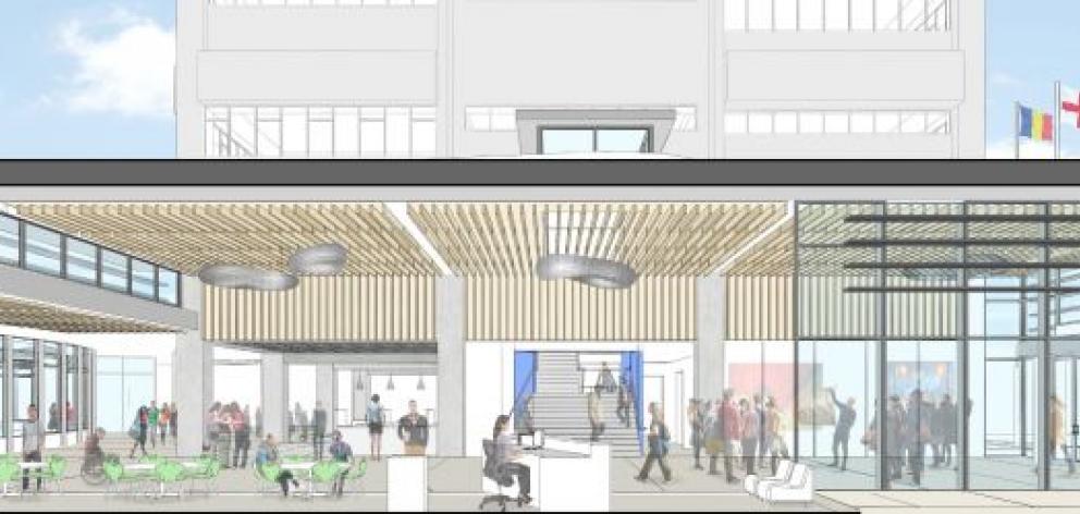 An artist's impression shows what Otago Polytechnic's student hub could look like. Image supplied. 