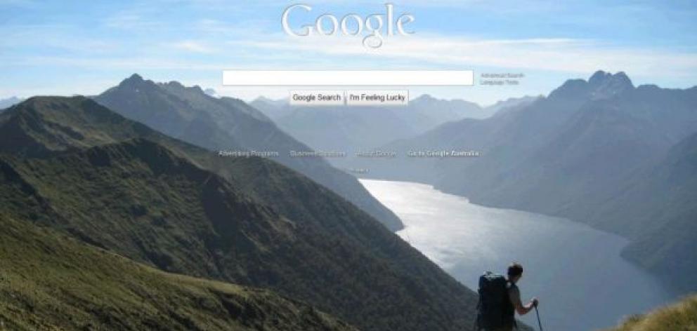 Google users will be able to choose a background image for the Google homepage. In this image, supplied by Google, a tramper hikes the Kepler track.