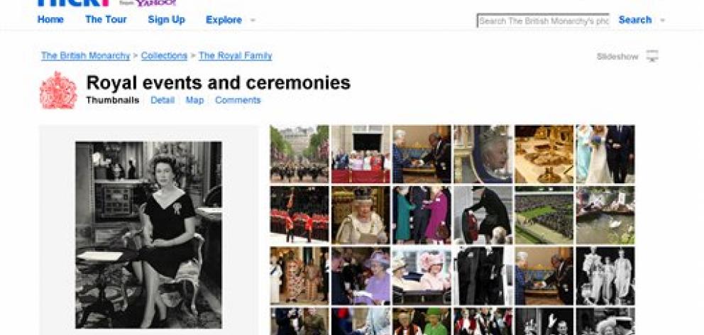 A page from the online Flickr photo site of the British Monarchy. Queen Elizabeth II is joining other proud parents in showing off and sharing her photo albums - and those of the House of Windsor - on the website. Photo by AP. A page from the online Flickr photo site of the British Monarchy. Queen Elizabeth II is joining other proud parents in showing off and sharing her photo albums - and those of the House of Windsor - on the website. Photo by AP.