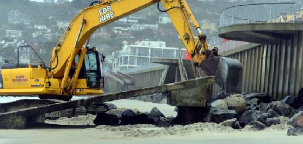 The old access ramp for the St Clair Surf Life Saving Club has been removed and is to be replaced after recent damage to the sea wall. Photo by Peter McIntosh.