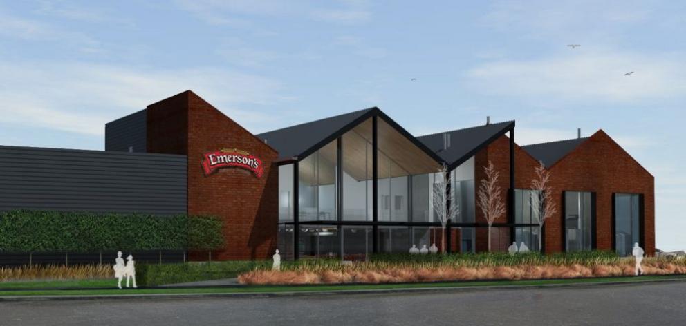 An artist's impression of Emerson's new brewery site showing the Anzac Ave frontage. Image supplied.