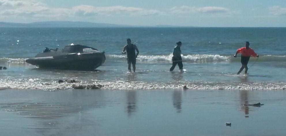 The boat was pulled to shore this morning. Photo by Hamish MacLean