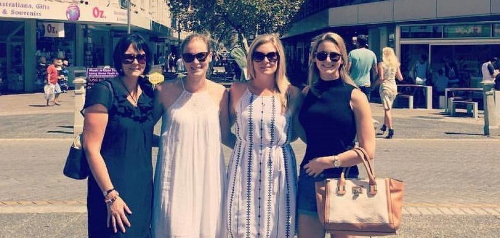 From left: Sarah Hill and sisters Nikki Roche, Keira Roche and Tayla Cooke in Australia in March.  PHOTO: SUPPLIED