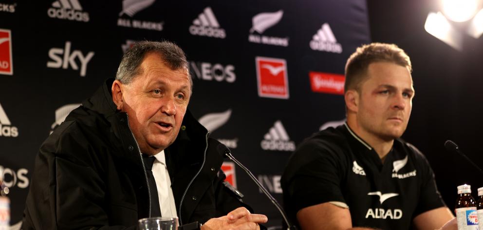 All Blacks coach Ian Foster and captain Sam Cane. Photo: Getty Images