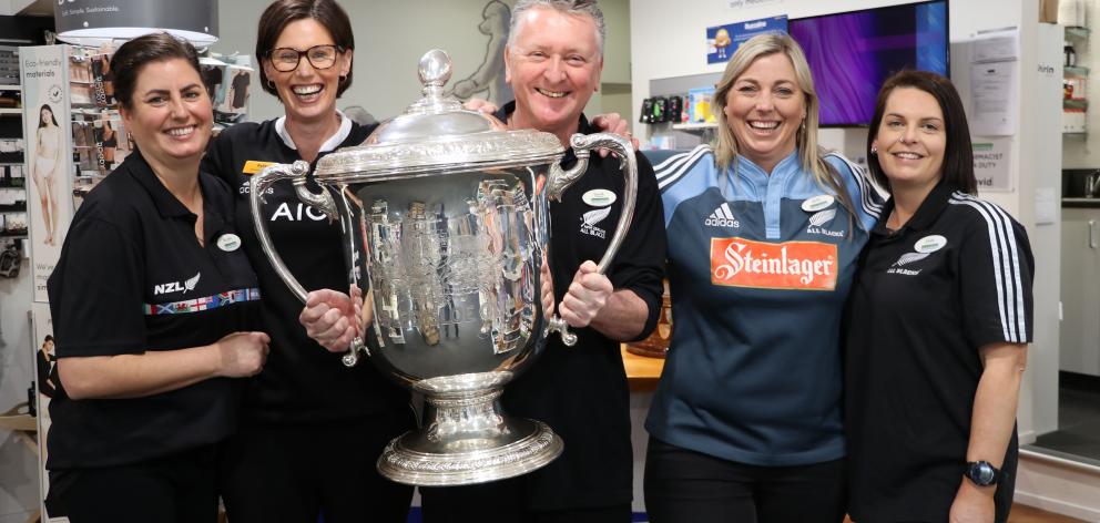 The Selwyn Community Pharmacy team with the Bledisloe Cup when it was in store last year. From...
