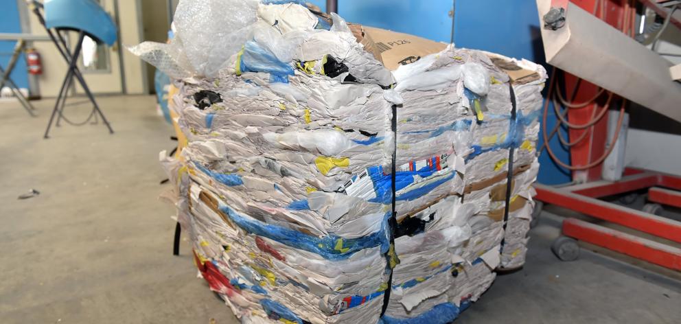 Used newsprint at Bridgman Street Panelbeaters ready for dumping. PHOTO: GREGOR RICHARDSON