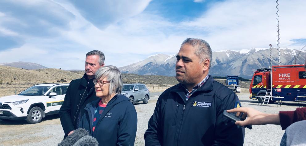 From left; Waitaki District Mayor Gary Kircher, Conservation Minister Eugenie Sage and Civil...