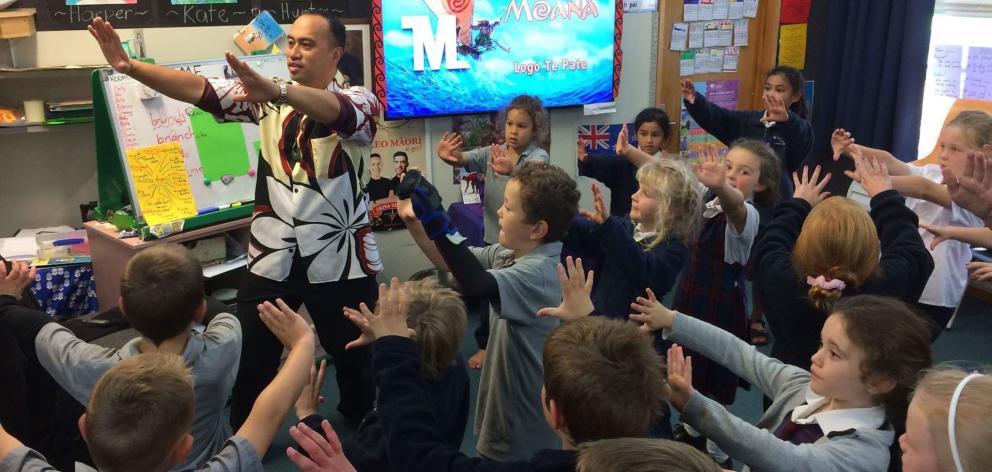 Pesamino Tili teaches dance at a Dunedin primary school. Just one of the different dance experiences Dr Clark is recording as part of her fellowship. Photo: supplied