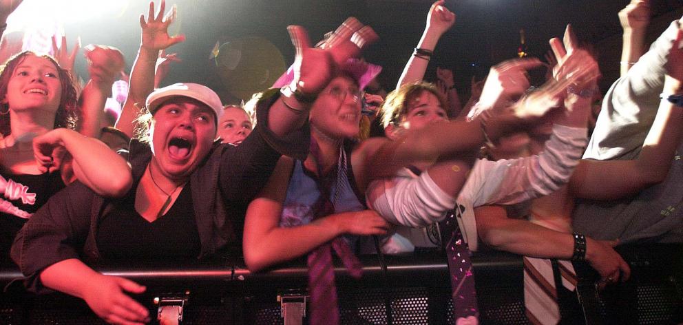 Fans at Pink's 2002 concert at the Dunedin Town Hall. Photo: Peter McIntosh