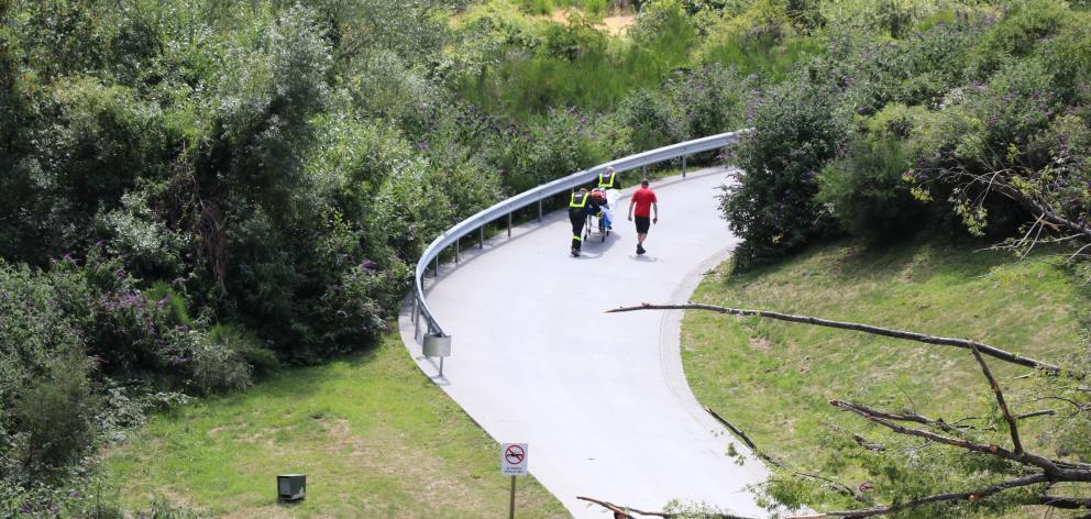 The critically injured patient is stretchered to the waiting helicopter. Photo: Paul Taylor The critically injured patient is stretchered to the waiting helicopter. Photo: Paul Taylor
