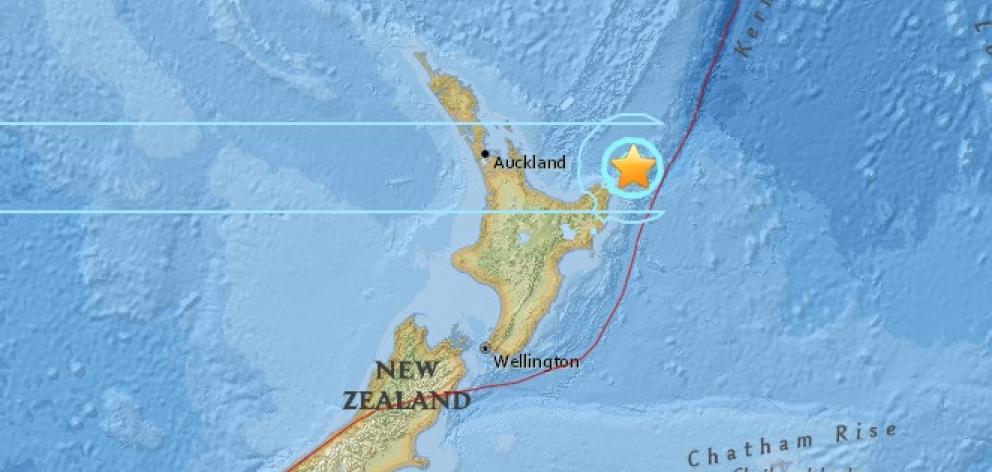 The magnitude 7.1 quake hit at 4.37am, around 100km northeast of the East Cape settlement of Te...