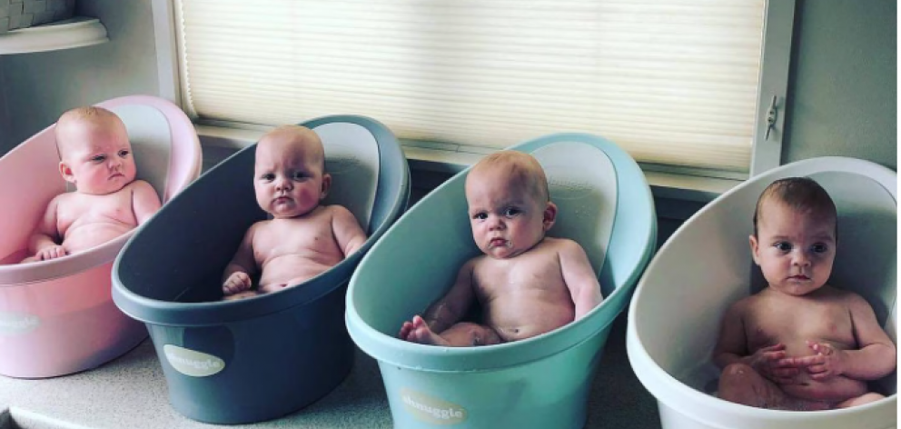 The quads are now ready for school. Photo: Supplied via NZH