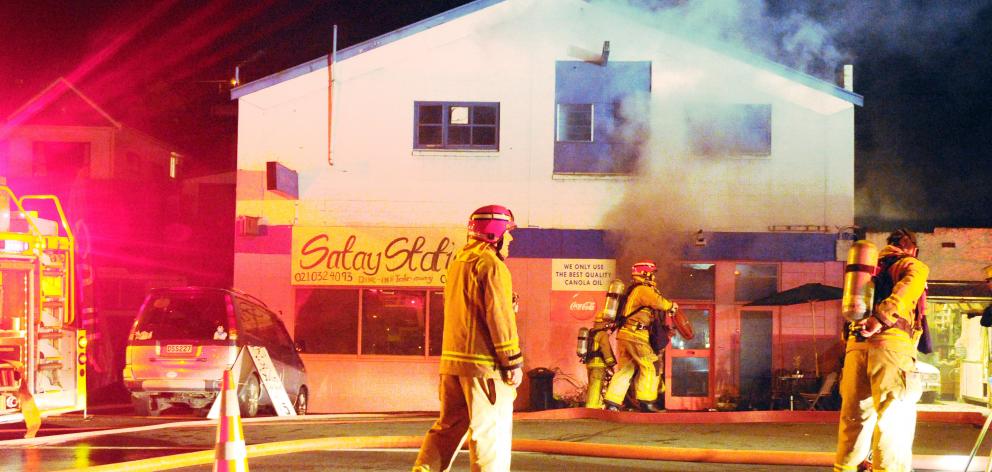 The night of the fire at Satay Station in July 2019. PHOTO: CHRISTINE O'CONNOR