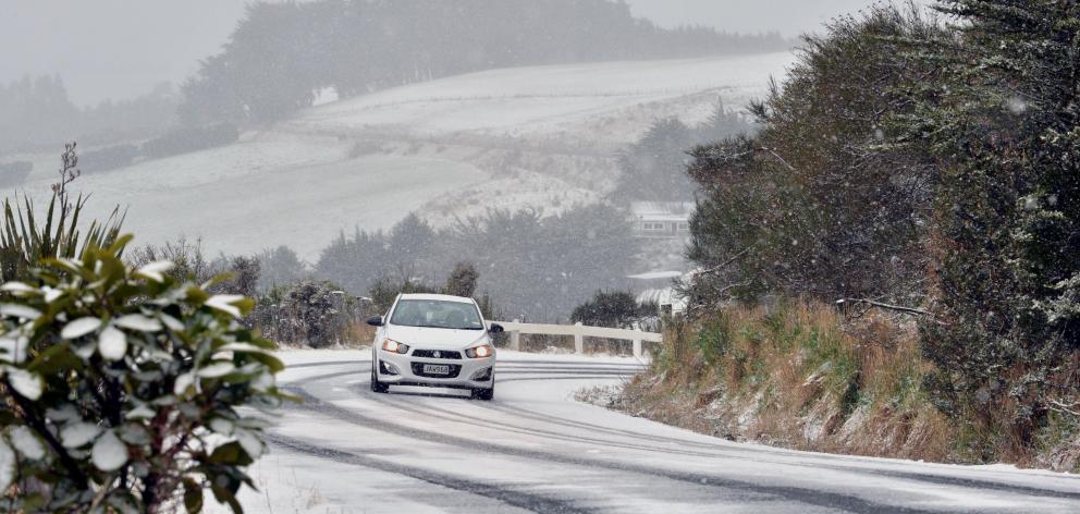 Road users are warned to take care on snowy roads in the South over the weekend. Photo: ODT files 