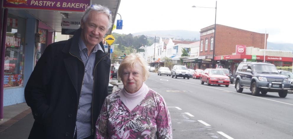 South Dunedin Business Association chairman Craig Waterhouse  and Grey Power Otago president Jo Miller say there is less foot traffic in South Dunedin since changes to  bus services in the area. PHOTO: GRETA YEOMAN