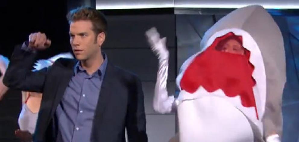 A scene from the 'shark party'  held on Comedy Central's The Jeselnik Offensive. Photo from YouTube