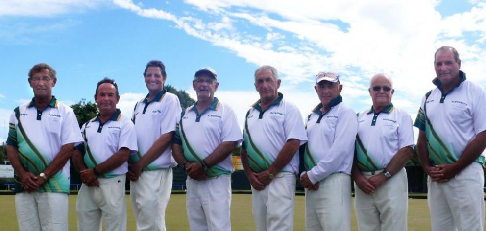 The Alexandra bowls team that won the national sevens title in Palmerston North last weekend. Pictured (from left) are Marty Geary, Ewan Kirk, Marty Kreft, Bill Clements, Trevor Ludlow, Pat Houlihan, Graeme Allison (manager) and Trevor Drake. Photo suppli