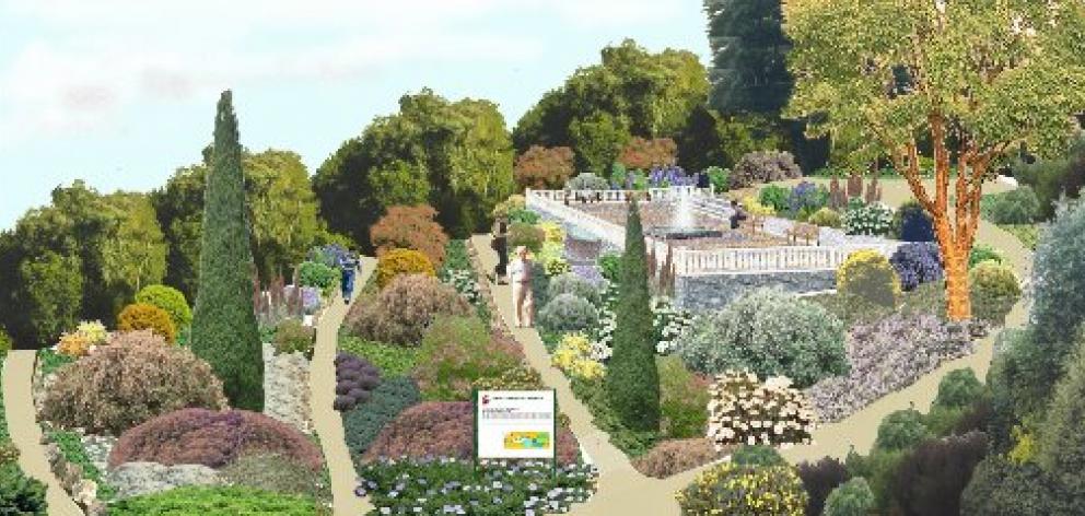 A computer compilation of how the new Mediterranean garden might look in about three years. 
