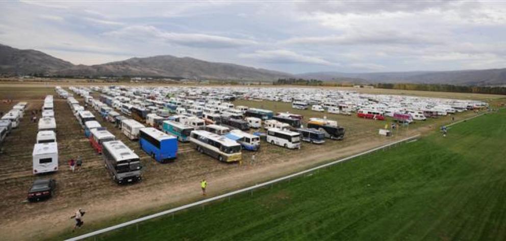 Almost 1000 campervans, buses and caravans, descended on Cromwell racecourse for the New Zealand Motor Caravan Rally yesterday. Photo by Craig Baxter.