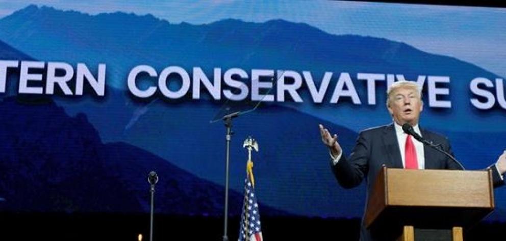 Republican presidential candidate Donald Trump speaks at the Western Conservative Summit in Denver. Photo: Reuters 