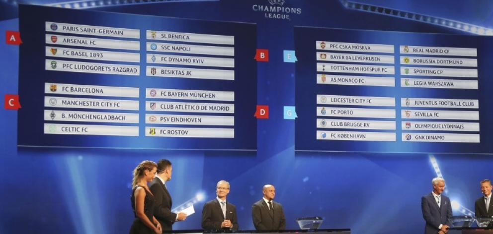 The Champions League draw. Photo: Reuters