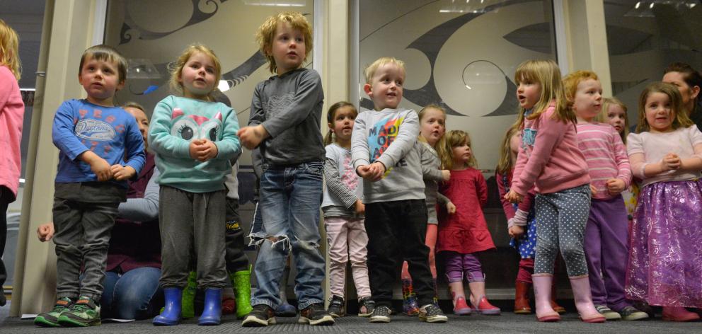 Children from the Dunedin Hospital Early Childhood Centre perform an action song during the Kids...