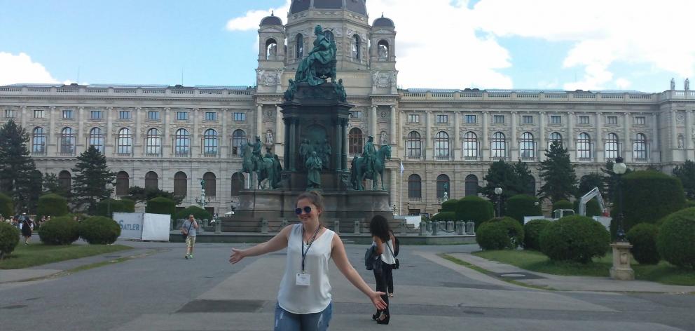 Olivia Butler at Maria Theresien Platz in Vienna, where she recently attended a Global Young Leaders' Conference. Photo supplied.