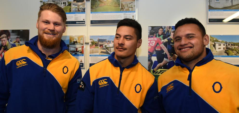 At the launch of the Otago season last night at a function in Dunedin are (from left) lock Blair...