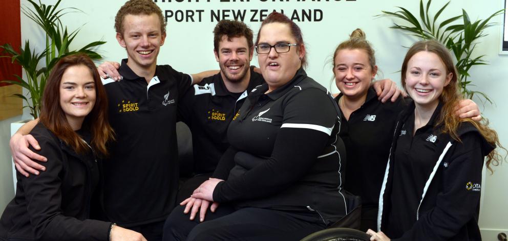 Dunedin Paralympians (from left) Holly Robinson, Jacob Phillips, Rory McSweeney, Jessica Hamill,...