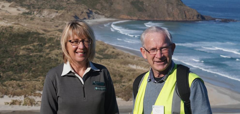 Department of Conservation Dunedin visitor centre ranger Karen Connor and Sandfly Bay volunteer...