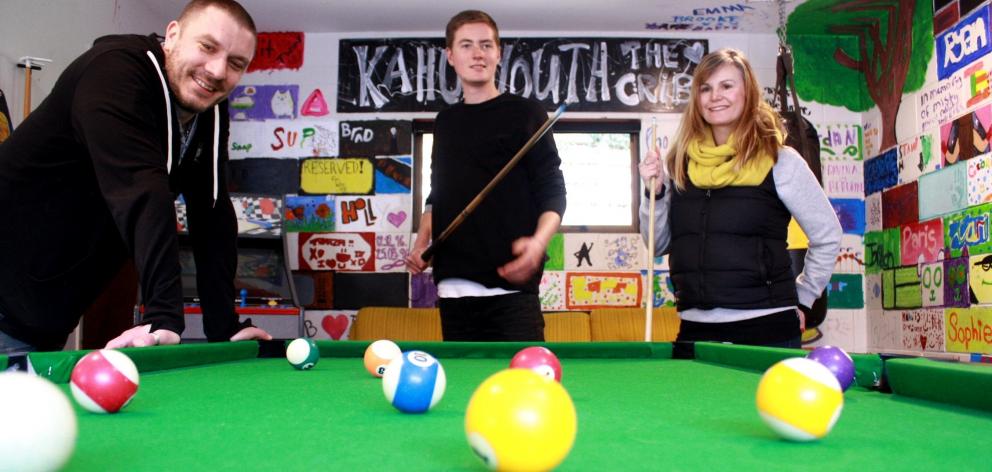 Kahu Youth Trust youth workers Richard Elvey (left) and Angie Lister join trust member George...