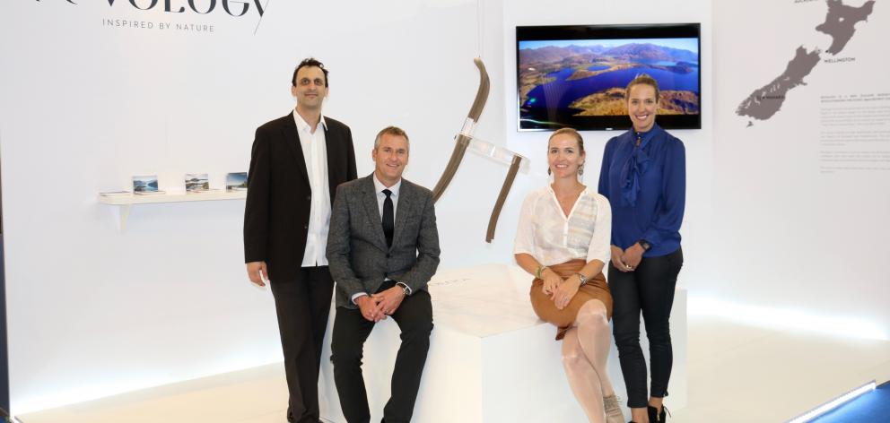 The Revology design-tech start-up team (from left) Philippe Guichard, Alex Guichard, Monique Kelly and Arna Craig were recognised at the Melbourne Design Awards on Monday with a gold award for their chair design, which uses flax fibres and a special bio-b